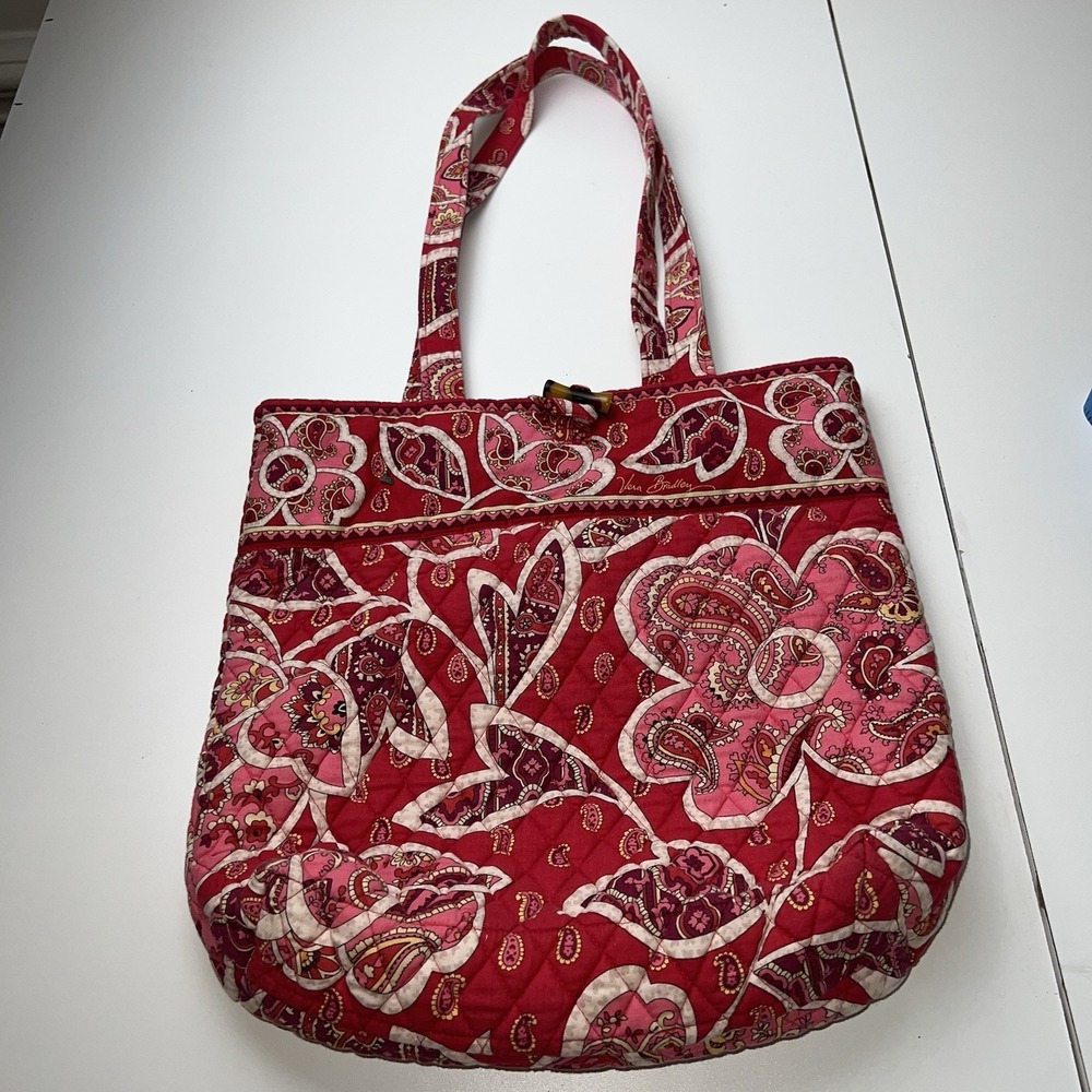 Vera Bradley Rosy Poises Tote Quilted Coastal Cottagecore Retro Travel